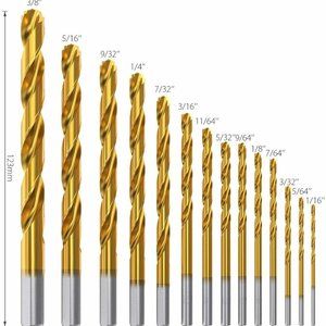 Titanium Twist Drill Bit Set, 14PCS Rotary Hammer Drill Bit Kit